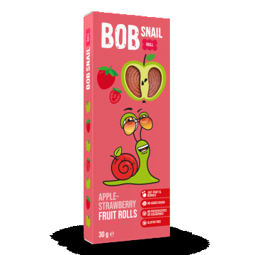 Rulou din mere si capsuni, 30g, Bob Snail