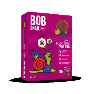 Rulou din mere si coacaze negre, 100g, Bob Snail