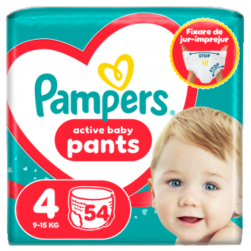 Scutece-chilotel Active Baby Pants Jumbo Pack Marimea 4 pentru 9kg-15kg, 52 bucati, Pampers