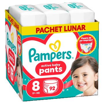 Scutece-chilotel Active Baby PantsXXL Marimea 8, 17kg+, 92 bucati, Pampers