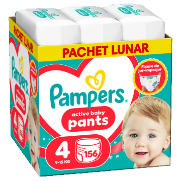 Scutece-chilotel Pants XXL Box Marimea 4 pentru 9-15 kg, 156 bucati, Pampers