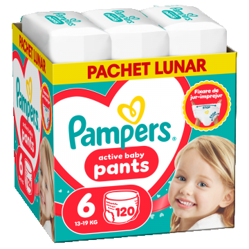 Scutece-chilotel Pants XXL Box Marimea 6 pentru +15kg, 120 bucati, Pampers