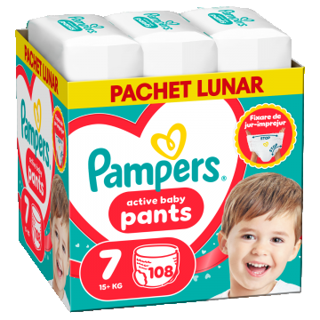 Scutece-chilotel Pants XXL Box Marimea 7 pentru 15+ kg, 108 bucati, Pampers