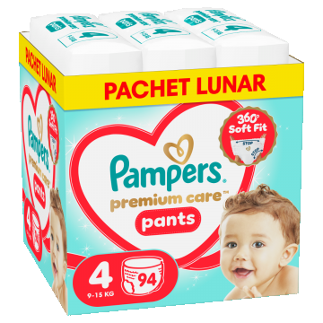 Scutece-chilotel Premium Care Pants XXL Box Marimea 4 pentru 9-15 kg, 94 bucati, Pampers