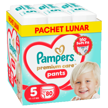 Scutece-chilotel Premium Care Pants XXL Box Marimea 5 pentru 11-17 kg, 80 bucati, Pampers