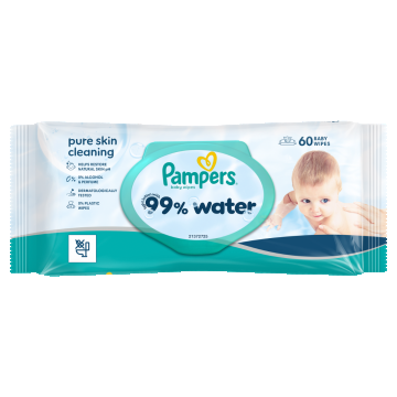 Servetele umede 99% apa cu lotiune usoara, 60 bucati, Pampers