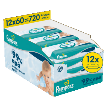 Servetele umede 99% apa cu lotiune usoara, 720 bucati, Pampers