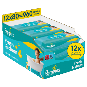 Servetele umede Fresh Clean, 960 bucati, Pampers
