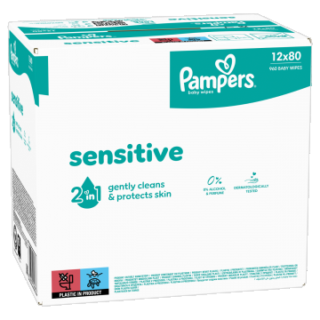 Servetele umede Sensitive, 960 bucati, Pampers
