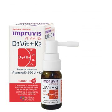 Spray suspensie uleioasa cu vitamina D3+K2 Impruvis D3Vit, 10ml, Pharma Brands