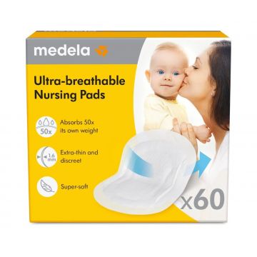 Tampoane pentru sani ultra respirabile, 60 bucati, Medela