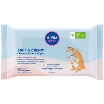 Servetele umede pentru bebelusi Soft & Cream Baby, 57 bucati, Nivea
