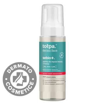 Spuma de curatare pentru ten gras si acneic cu AHA + LHA Dermo Face Sebio+, 150ml, Tołpa