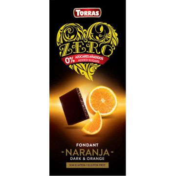 Ciocolata neagra cu portocale fara zahar si gluten, 125g, Torras