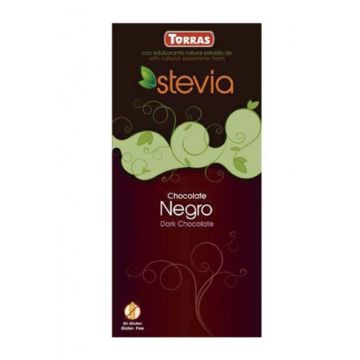 Ciocolata neagra fara zahar si gluten 60% cacao Stevia, 100g, Torras