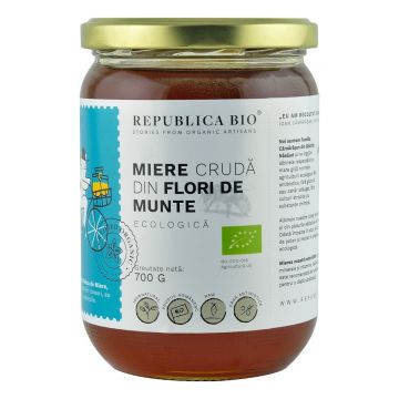 Miere cruda din Flori de Munte, 700g, Republica Bio