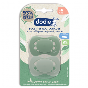 Set suzete bioplastic +6 luni Verde, 2 bucati, Dodie