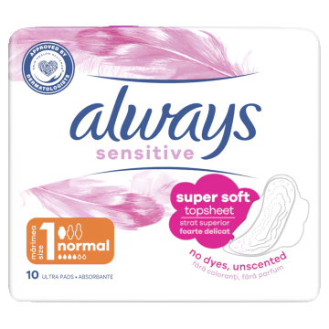 Absorbante Sensitive Super Soft, 10 bucati, Always