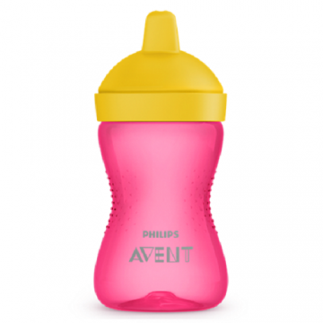 Cana cu tetina de formare roz/galben, 300ml, Philips Avent