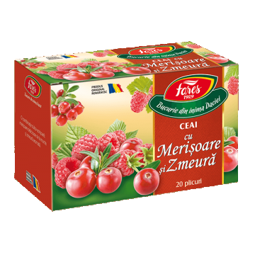 Ceai cu merisoare si zmeura Aromfruct, 20 plicuri, Fares