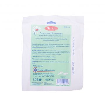 Comprese din tifon sterile 8cm x 10 cm, 50 straturi (13 fire/cm2), Narcis