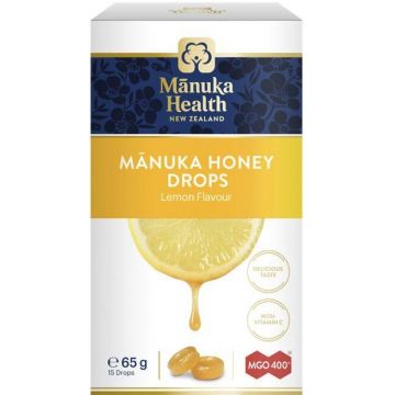 Dropsuri cu miere de Manuka MGO 400+ si lamaie, 65g, Manuka Health