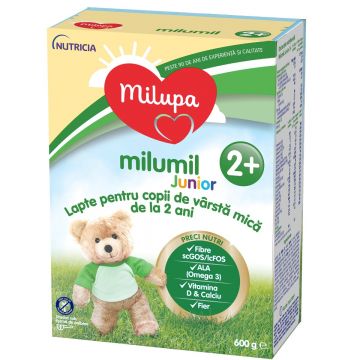 Lapte pentru copii de varsta mica de la 2 ani Milumil Junior 2+, 600g, Milupa