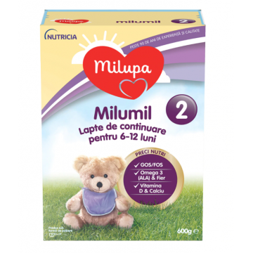 Lapte pentru continuare pentru 6-12 luni Milumil 2, 600g, Milupa