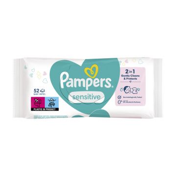 Servetele umede Sensitive, 52 bucati, Pampers