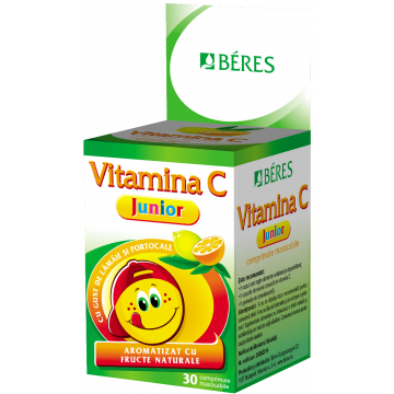 Vitamina C Junior, 30 comprimate masticabile, Beres