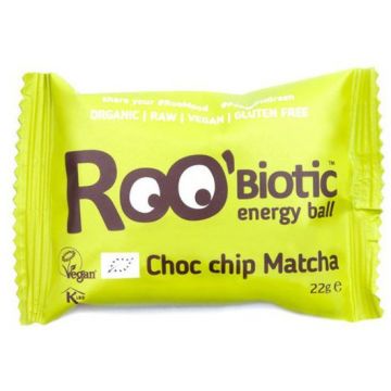 Baton cu ciocolata si matcha Roobiotic Energy Ball, 22g, Obio