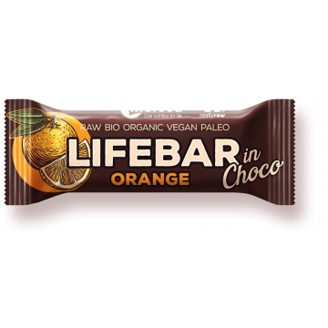 Baton cu portocale in ciocolata raw Lifebar Bio, 40g, Lifefood