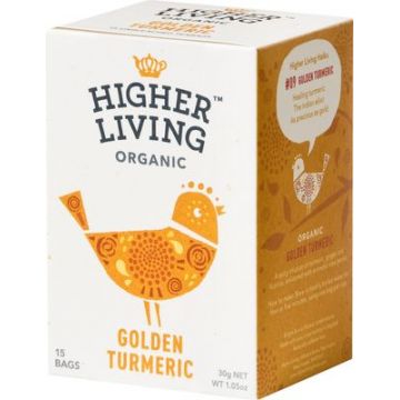 Ceai Golden Turmeric Bio, 15 plicuri, Higher Living