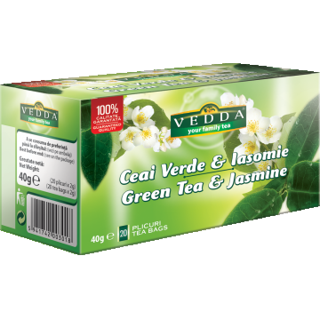 Ceai verde cu iasomie, 20 plicuri, Vedda