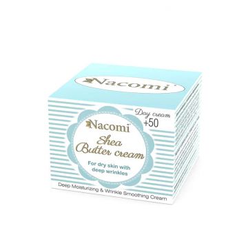 Crema de zi cu unt de shea si acid hialuronic 50+, 50ml, Nacomi