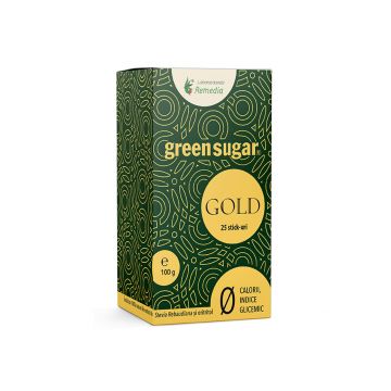 Indulcitor pulbere Green Sugar Gold, 25 sticks, Laboratoarele Remedia