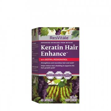 Keratina cu Biotina si Resveratrol Keratin Hair Enhance Resvitale, 60 capsule, GNC