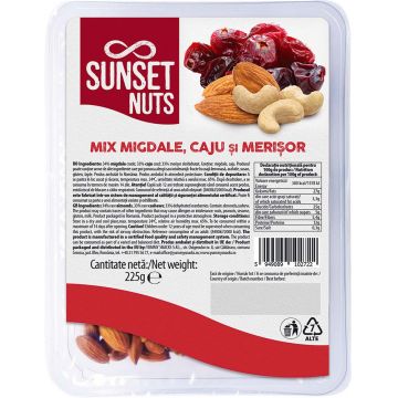 Mix migdale, caju si merisor, 225g, Sunset Nuts