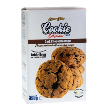 Mix pentru biscuiti cu ciocolata neagra Dark Chocolate Chip, 450g, Lucas Bites