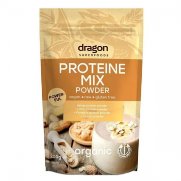 Mix proteic raw bio (Canepa, Chia, Dovleac, Cacao), 200g, Dragon Superfoods