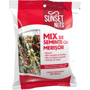 Mix seminte cu merisor, 50g, Sunset Nuts