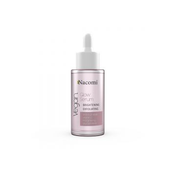 Ser iluminator si exfoliant cu acizi din fructe AHA si ginseng rosu Glow Serum, 30ml, Nacomi