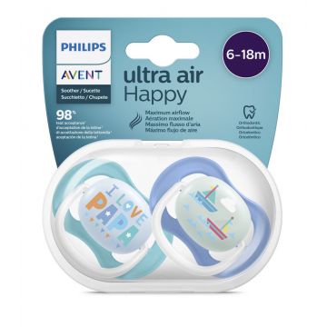 PHILIPS AVENT SCF080/03 SUZETE ULTRA AIR 6-18 LUNI, DESIGN TEXT, BAIETI X 2 BUC