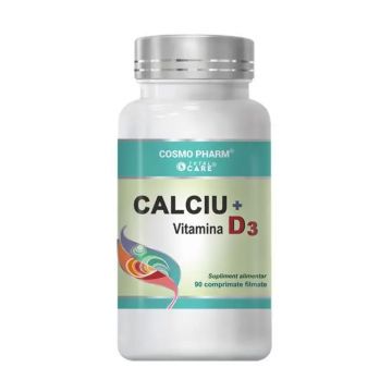 Calciu + Vitamina D3, 90 tablete, Cosmopharm