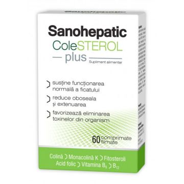 Sanohepatic Colesterol Plus, 60 comprimate filmate, Zdrovit