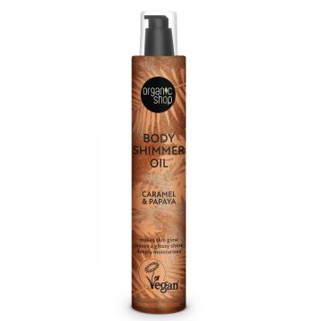 Ulei de corp cu sclipici & caramel si papaya, 100ml, Organic Shop