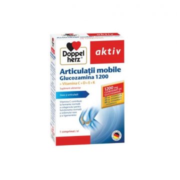 Doppelherz Aktiv Articulatii Mobile Glucozamina 1200 + Vitamina C + D + E + K 30 Comprimate