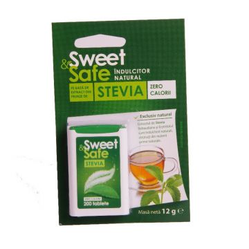 Indulcitor natural pe baza de extract din frunze de Stevia (Sweet & Safe) 200 tablete