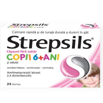 Strepsils Capsuni Fara Zahar 24 pastile