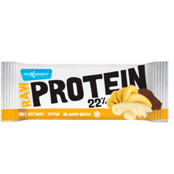 Baton proteic cu banane si cacao Raw protein 22%, 50g, Max Sport